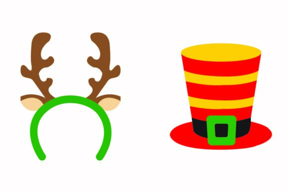 Christmas Hat Funny Horns Vector Illustrations