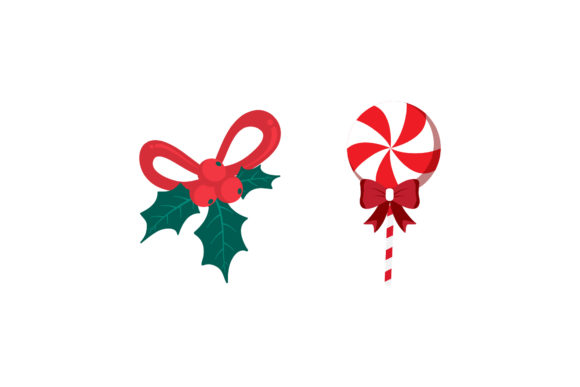 Christmas Lollipop Mistletoe Vector Illustrations
