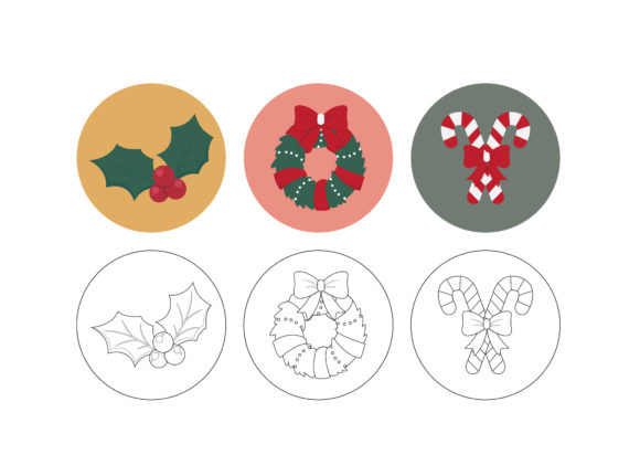 Christmas Mistletoe Fill Outline Bundle