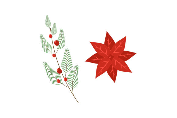 Christmas Mistletoe Plant Set Illustrations
