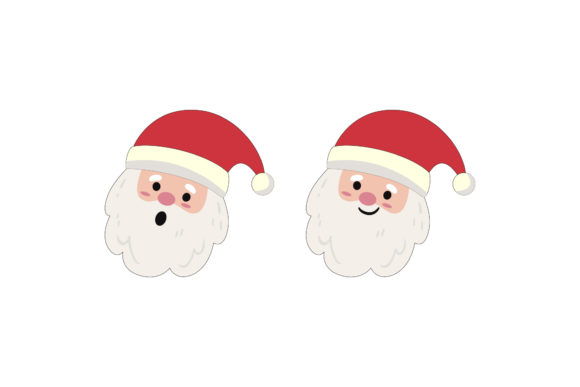 Christmas Santa Head Set Illustrations