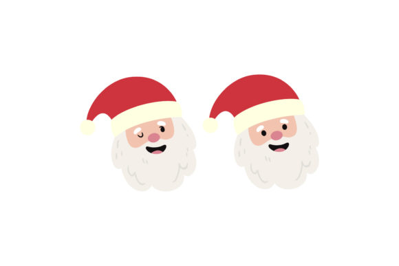 Christmas Santa Head Set Vector
