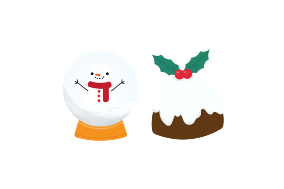 Christmas Snowball and Cake Asset Set Illustrations
