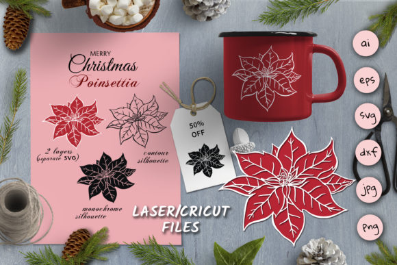 Christmas SVG Silhouettes Poinsettia