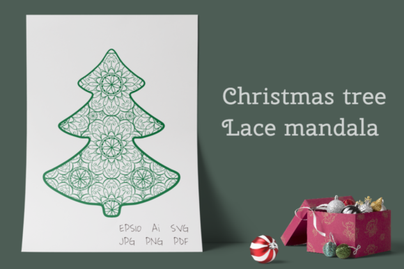 Christmas Tree. Lace Mandala. SVG for Local Branding