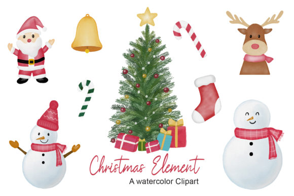 Christmas Watercolor Elements Illustrations