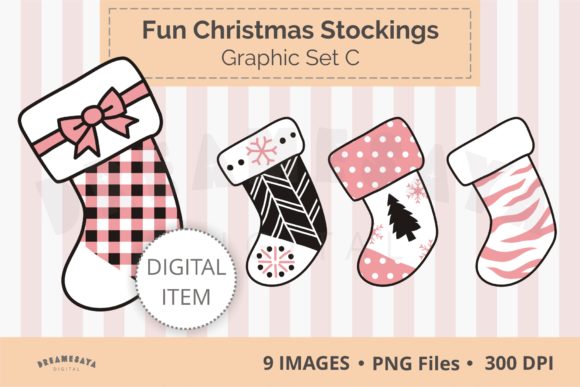 Fun Christmas Stockings Png Clipart C