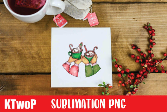 Merry Christmas Hot Drink Sublimation Illustrations