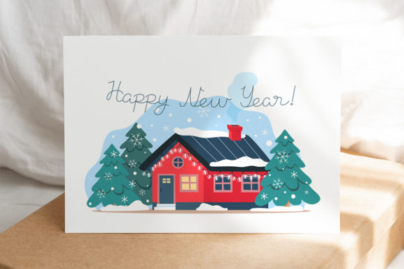New Year and Christmas Greeting Card Illustrations