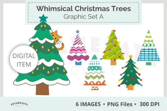 Whimsical Christmas Trees Png Clipart for Illustrations